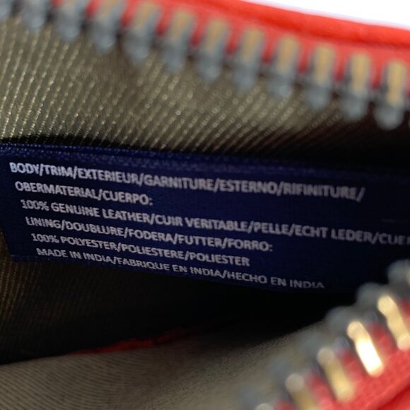 American Leather Co Portland Card Wallet Red Embossed Floral Leather EUC - Picture 7 of 7